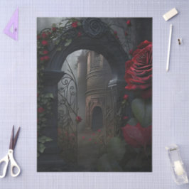 Papel De Seda Jardim Rosa do Cemitério Gótico