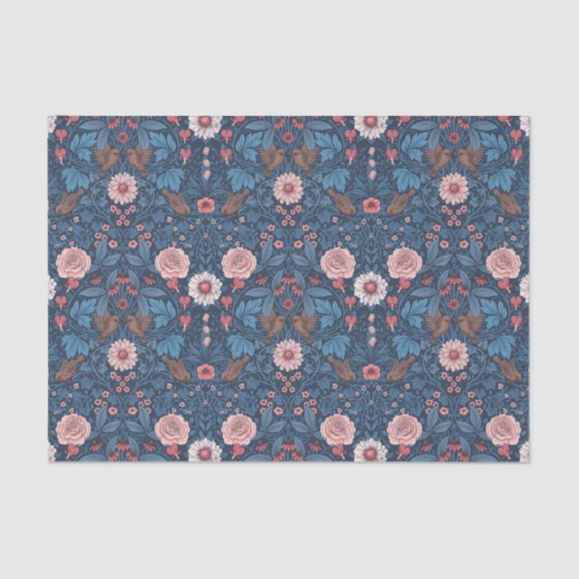 Papel De Seda Jardim selvagem em azul (Frente )