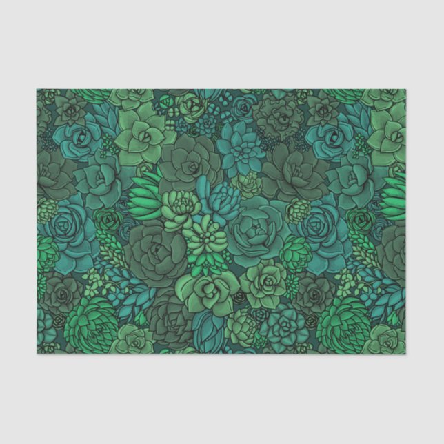 Papel De Seda Jardim suculento em verde (Frente )