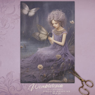 Papel De Seda Jardim Whimsical de Lavandas de vindima, desligame