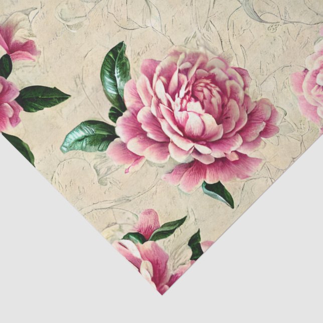 Papel De Seda Jardínias Rosa Shabby Chic (Detalhes)