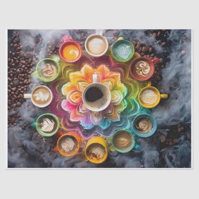 Papel De Seda Java Bean Mandala, Copas Coloridas (Frente )