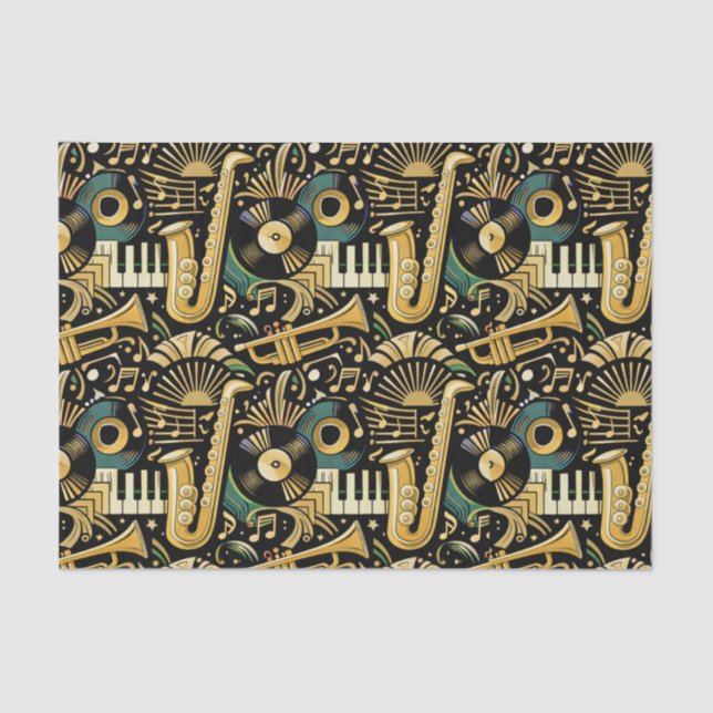 Papel De Seda Jazz Age Music Pattern (Frente )