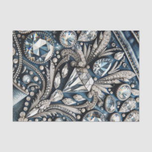 Papel De Seda Jean de Brilho de Pedras Preciosas Denim & Diamond
