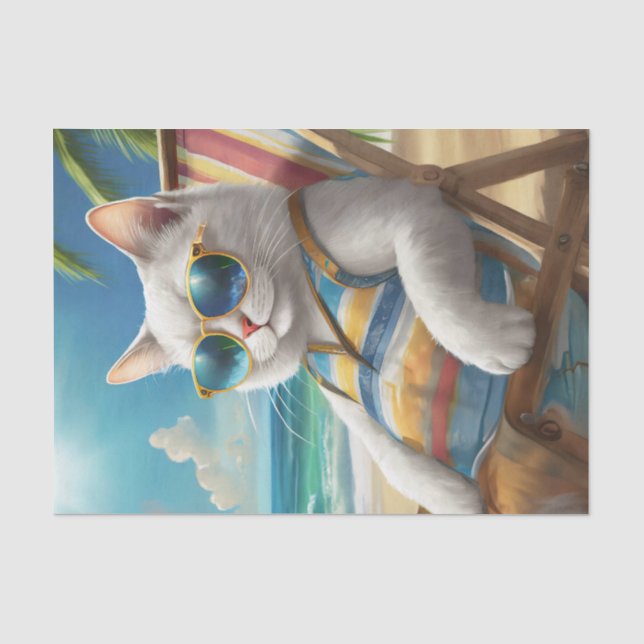Papel De Seda Jeff Kickin'Back, White Cat Beach Cadeira (Frente )
