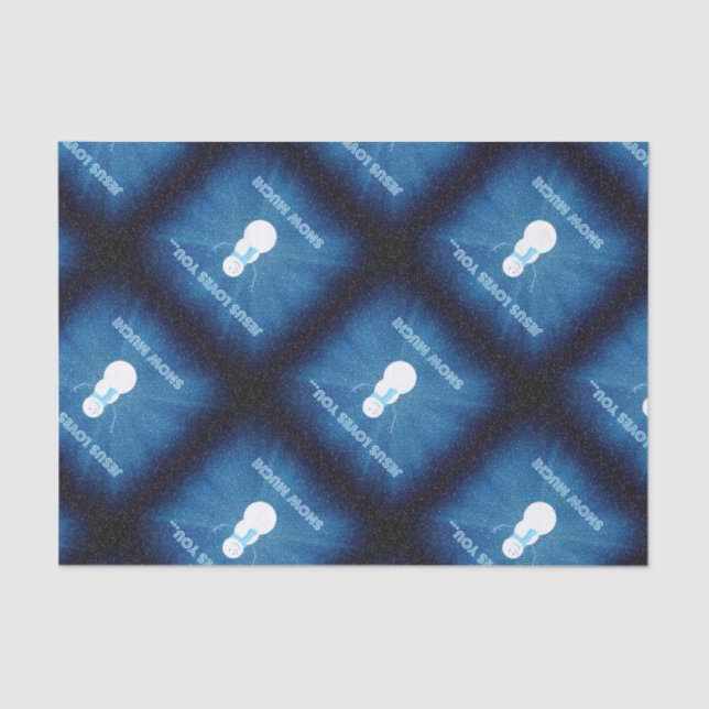 Papel De Seda Jesus Te Ama Muito Neve! Christian Snowman Blue (Frente )