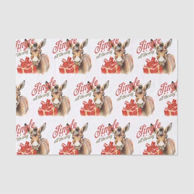 Papel De Seda Jingle All Way Fazenda de Natal Donkey (Frente )