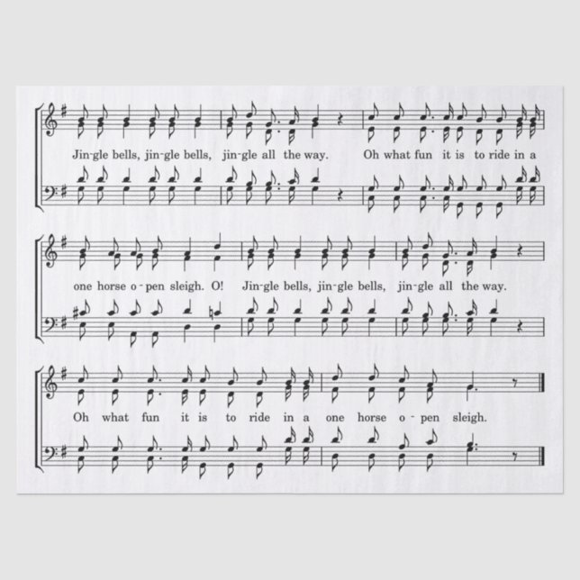 Papel De Seda jingle bells folha de música lenço (Frente )