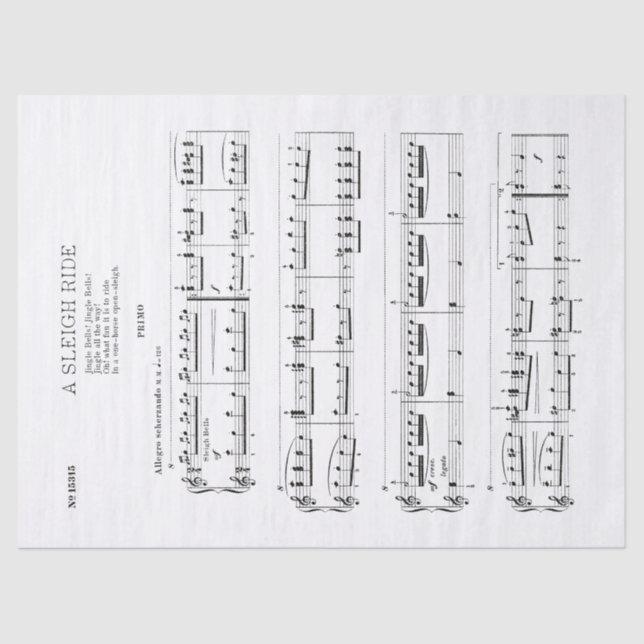 Papel De Seda Jingle Bells Music Holiday Tissue Decoupage Paper (Frente )