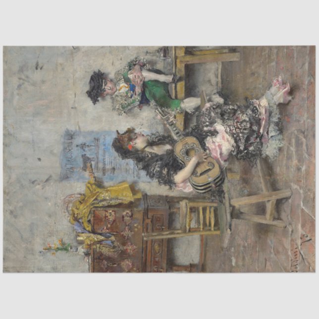 Papel De Seda Jogadora de Violão Flamenco (Guitarrista Espanhola (Frente )