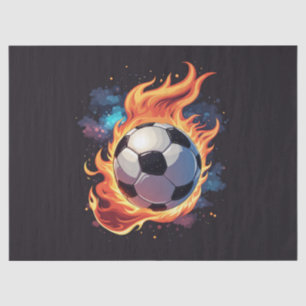 Papel De Seda Jogando bola de futebol com chamas.