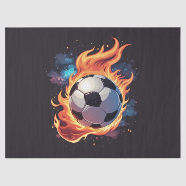 Papel De Seda Jogando bola de futebol com chamas. (Frente )