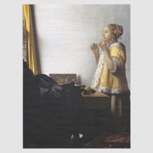 Papel De Seda Johannes Vermeer - Jovem Mulher com Colar Pérola