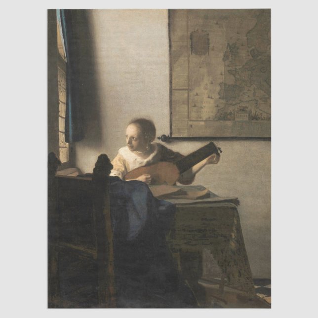 Papel De Seda Johannes Vermeer - Jovem Mulher com Luta (Criador carregado)