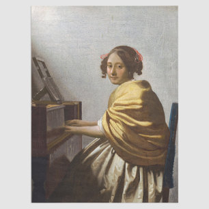 Papel De Seda Johannes Vermeer - Jovem Mulher Sentada na Virgina