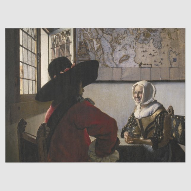 Papel De Seda Johannes Vermeer - Oficial com uma Garota Rindo (Frente )