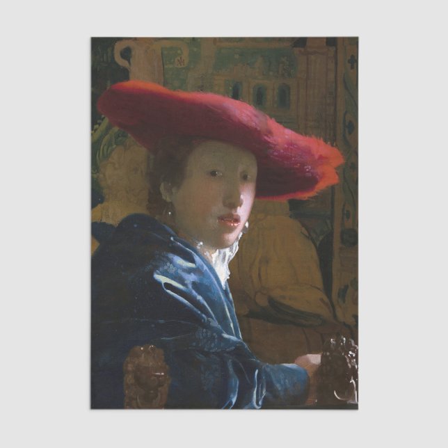 Papel De Seda Johannes Vermeer - Rapariga com Chapéu Vermelho (Criador carregado)