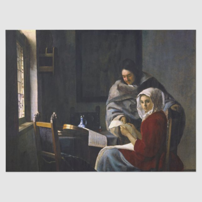 Papel De Seda Johannes Vermeer - Rapariga Interrompida em Sua Mú (Frente )
