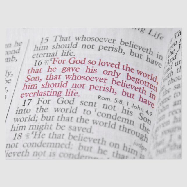 Papel De Seda John 3:16 (Frente )