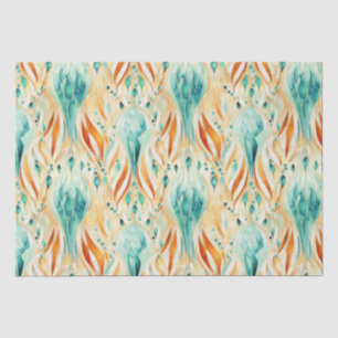 Papel De Seda Joia Abstrata Turquesa Tangerina