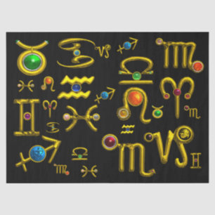 Papel De Seda JOIAS DE ANIVERSÁRIO ZODIÁTICO Dourado,GEMSTONES,A