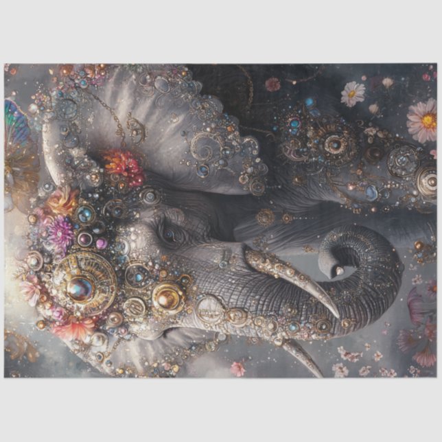 Papel De Seda Joias de elefante Whimsical de Decoupage Adoradas (Frente )