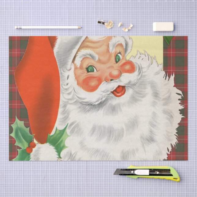 Papel De Seda Jolly Old Padre Christmas Retro (Arte )