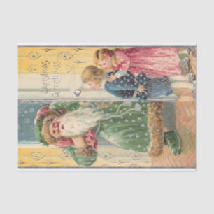 Papel De Seda Jolly Victorian Padre Natal com Crianças