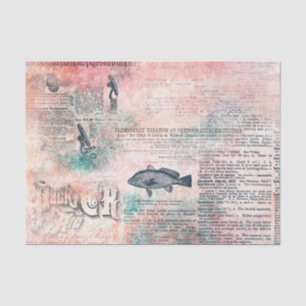 Papel De Seda Jornal Antiquado de Vintagem Rosa de Desvinculação