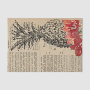 Papel De Seda Jornal Vintage Pineapple