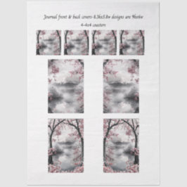 Papel De Seda Journal Covers Mount Fuji Cherry Blossom Coasters 