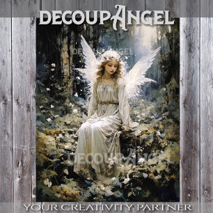 Papel De Seda "Jovem Anjo na Serenidade Florestal - Decoupage -