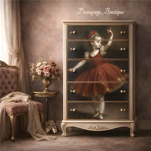 Papel De Seda Jovem Bailarina Vintage em Decoupage de Tutu Verme