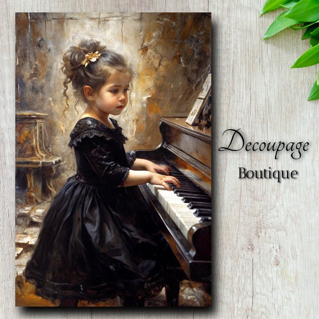 Papel De Seda Jovem desacoplamento do pianista (Young Pianist Decoupage Tissue Paper By Decoupage Boutique)