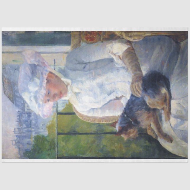 Papel De Seda Jovem Menina e Seu Cachorro, Mary Cassatt (Frente )