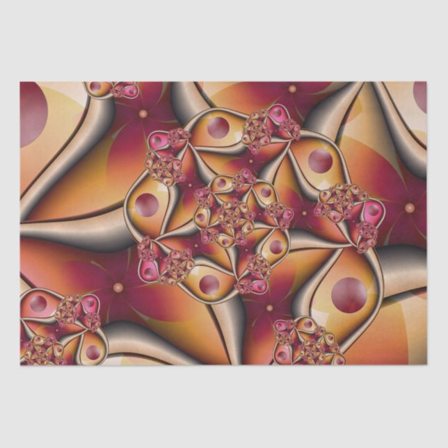 Papel De Seda Joy Abstrato Red Orange Fantasy Fractal (Frente )