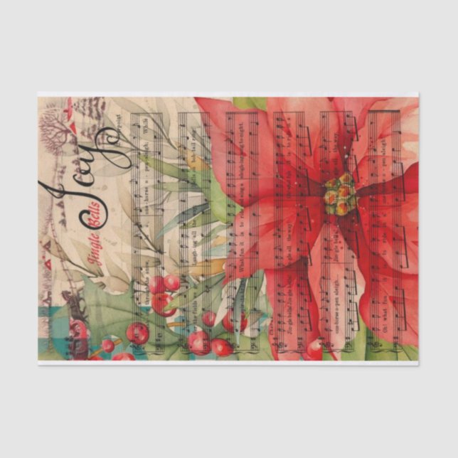 Papel De Seda Joy Christmas Poinsettia Musical (Frente )