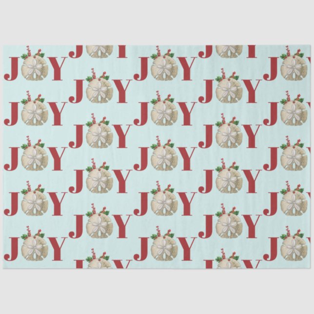 Papel De Seda Joy Christmas Sand Dollar Holly Berries Coastal (Frente )