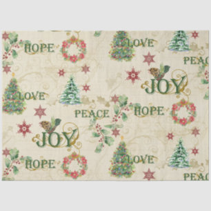 Papel De Seda Joy Joy Peace Hope Watercolor Decoupage