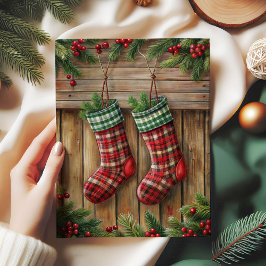 Papel De Seda Joyful Christmas stocking tissue paper pine wreath