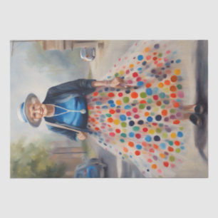 Papel De Seda Joyful Elegance: Velha Dama na Camisa Colorida das