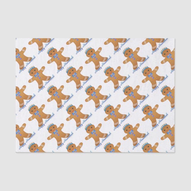 Papel De Seda Judaica Hanukkah Gingerpão Man Menorah (Frente )