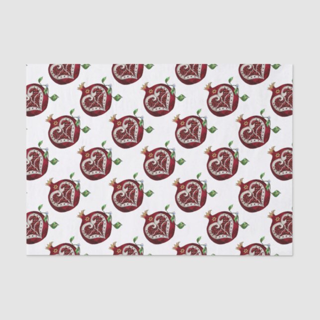 Papel De Seda Judaica Pomegranate Heart Hanukkah Rosh Hashanah (Frente )