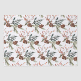 Papel De Seda Juniper Pine Branch Cones Ilex Berries