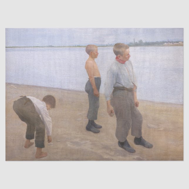 Papel De Seda Károly Ferenczy - Meninos Jogando Pedras (Frente )