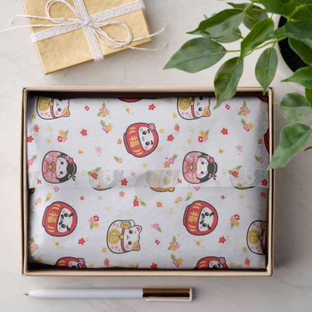 Papel De Seda Kawaii daruma pattern (Presente)