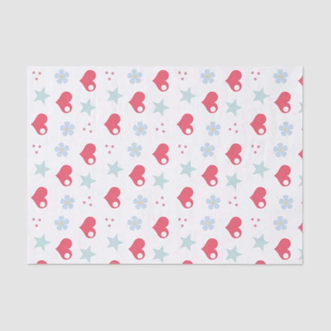 Papel De Seda Kawaii Hearts Flowers and Stars (Frente )