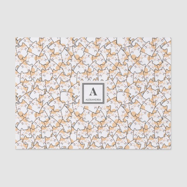 Papel De Seda Kawaii - Padrão de Gato Gato (Frente )