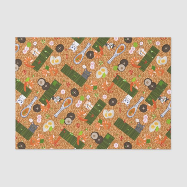 Papel De Seda Kawaii Ramen Cats (Frente )