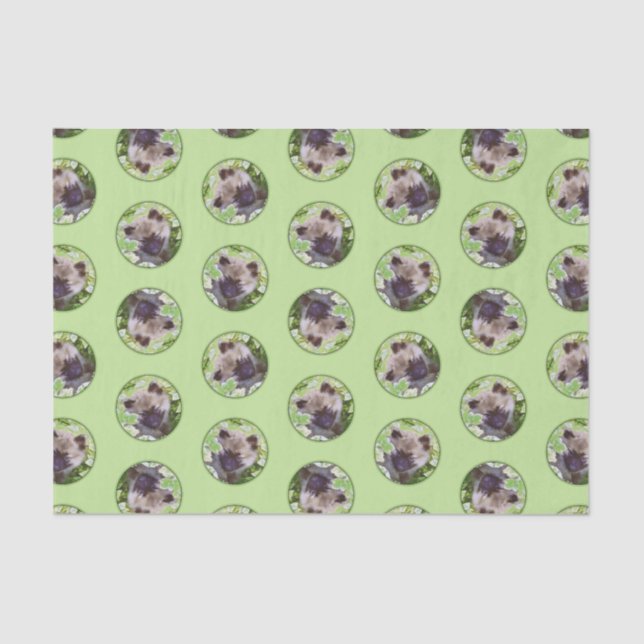 Papel De Seda Keeshond Painting Puppy na Arte Original do Jardim (Frente )